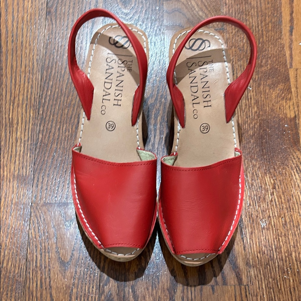 Women's Red Leather Sandals